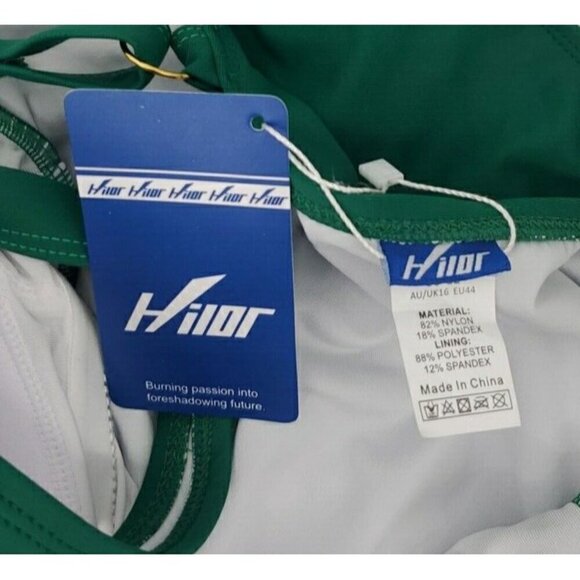 Hilor ARMY GREEN Shirred Tummy Control One Piece Swimsuit US 12 NWT - Picture 8 of 9